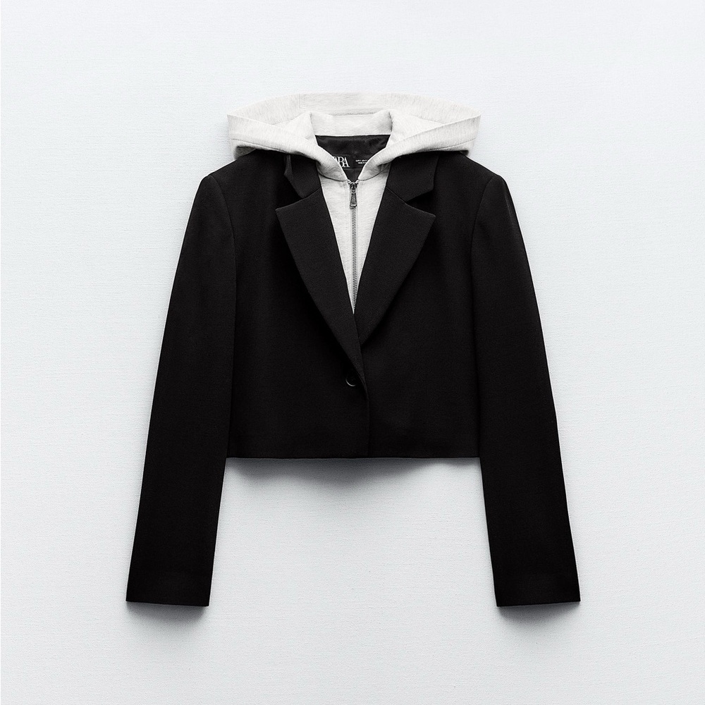 Zara Hooded Cropped Blazer